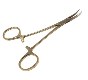 Mosquito Hemostat Forceps 5" Curved, Stainless Steel, Full Gold