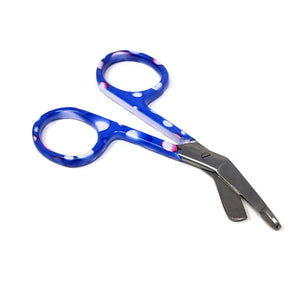 Stainless Steel 3.5" Bandage Lister Scissors for Nurses & Students Gift, Blue Pink Droplets Handle