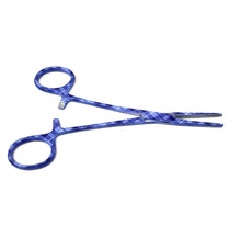 Load image into Gallery viewer, Hemostat Forceps 5.5&quot; (14cm) Straight Serrated Jaws, Stainless Steel, Purple Plaids
