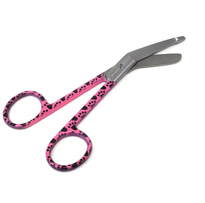 Stainless Steel 5.5" Bandage Lister Scissors for Nurses & Students Gift, Pink Black Paws Handle