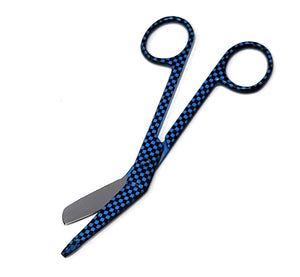 Stainless Steel 5.5" Bandage Lister Scissors for Nurses & Students Gift, Blue Checkers