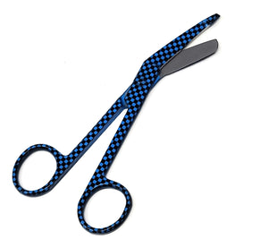 Stainless Steel 5.5" Bandage Lister Scissors for Nurses & Students Gift, Blue Checkers