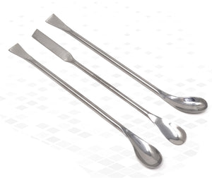3 Pcs Double Ended Spoon Laboratory Spatula Mixing Scoop Stainless Steel Lab Supplies