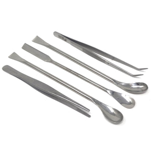 5 Pcs Double Ended Spoon Laboratory Spatula Mixing Scoop Forceps Stainless Steel Lab Supplies