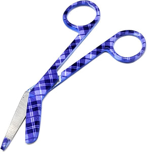 Stainless Steel 5.5" Bandage Lister Scissors for Nurses & Students Gift, Purple Argyle