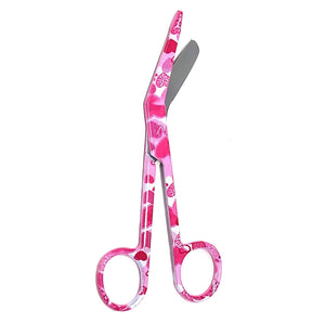 Stainless Steel 5.5" Bandage Lister Scissors for Nurses & Students Gift, Pink Hearts