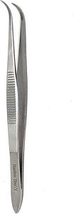 Iris Eye Dressing Dissecting Forceps 4" Fine Point Full Curved Serrated Tips