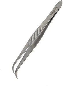 Iris Eye Dressing Dissecting Forceps 4" Fine Point Full Curved Serrated Tips