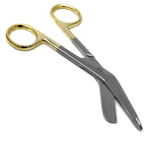 Load image into Gallery viewer, Supercut Lister Bandage Scissors 5.5&quot;,One Serrated Blade Gold Handle
