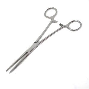 Pet Ear Hair Pulling Serrated Ratchet Forceps, Stainless Steel Grooming Tool, Silver 6.25" Straight