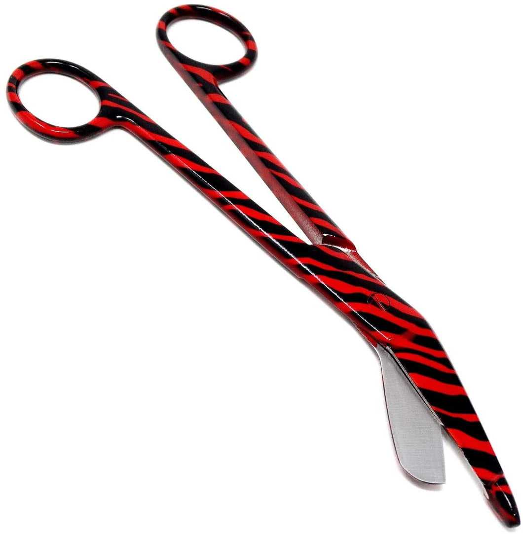 Red Zebra Full Coated Pattern Color Lister Bandage Scissors 7.25