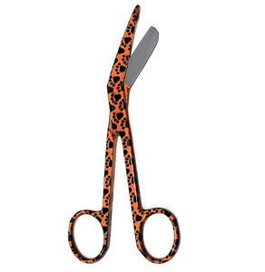 Stainless Steel 5.5" Bandage Lister Scissors for Nurses & Students Gift, Orange Black Paws