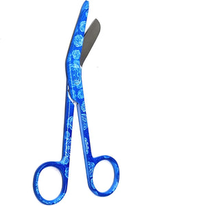 Stainless Steel 5.5" Bandage Lister Scissors for Nurses & Students Gift, Blue Rose
