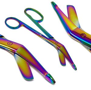 One Large Ring Multi Rainbow Color Lister Bandage Scissors 5.5"