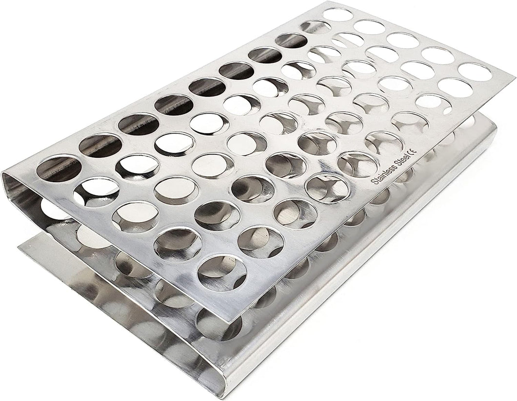 Test Tube Rack Holder with 50 Holes Vents Z Shaped Pipe Stand For 16mm Tubes, Stainless Steel