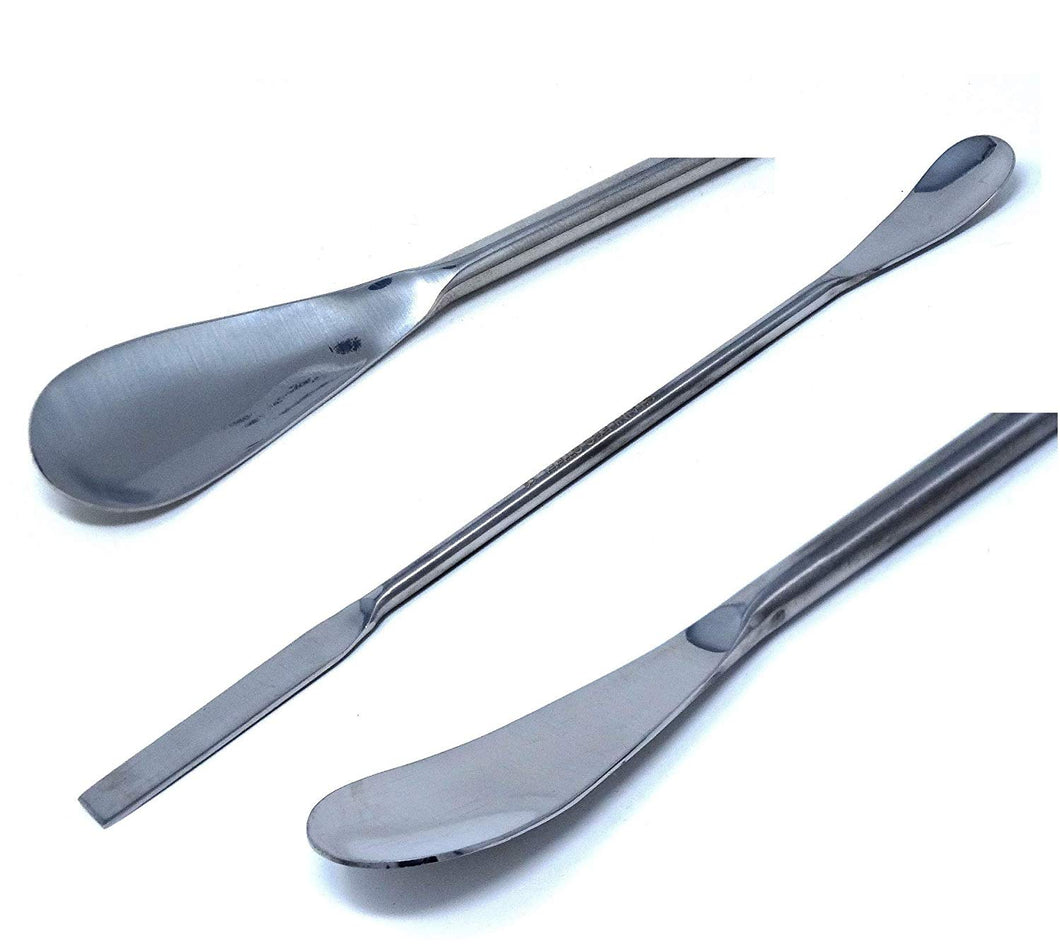 Stainless Steel Double Ended Micro Lab Spatula Sampler, Square & Flat Spoon End, 7