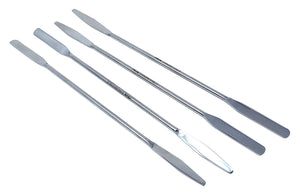 Stainless Steel Double Ended Micro Lab Spatula Sampler, Round & Tapered Arrow End, 9" Length, 4/Pack