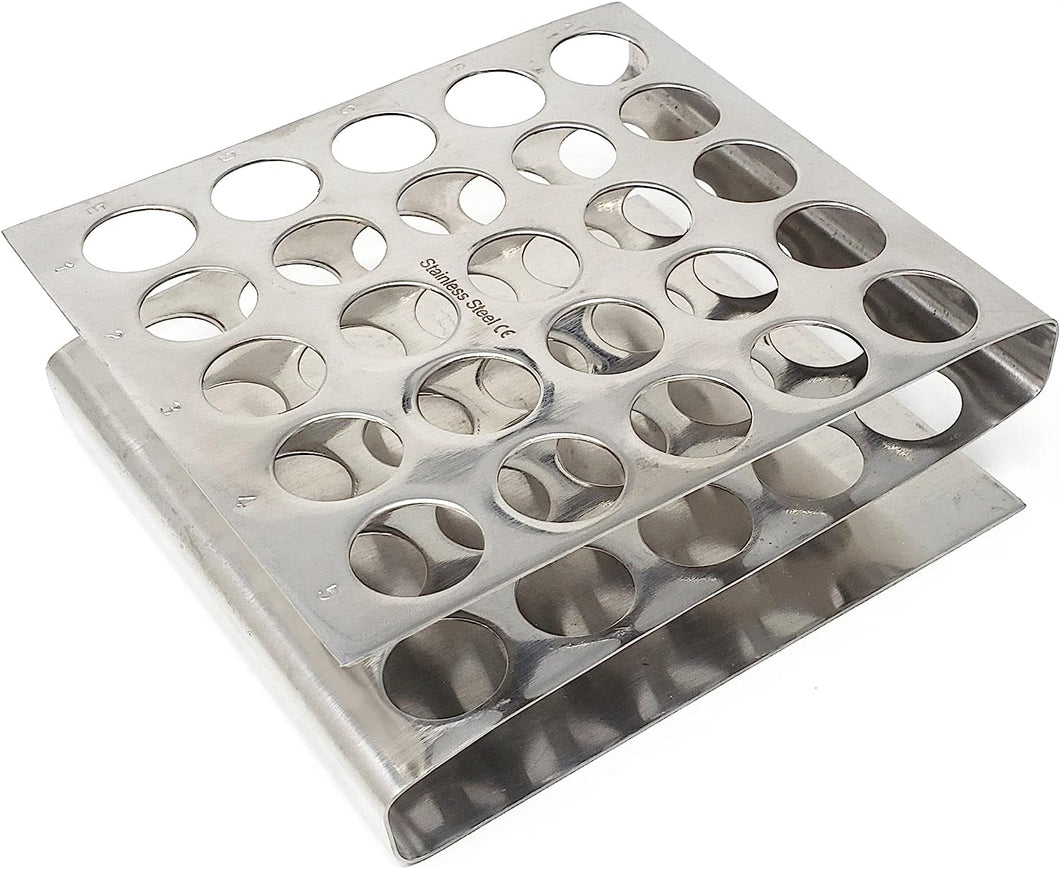 Test Tube Rack Holder with 25 Holes Vents Z Shaped Pipe Stand For 16mm Tubes, Stainless Steel