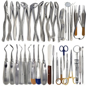 75 Pcs Oral Dental Surgery Extracting Elevators Forceps Instrument Kit Comprehensive Set