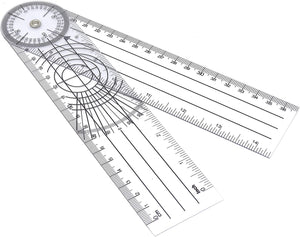 8" Spinal Ruler Goniometer 360 Degree Clear Plastic Protractor For Measuring Range of Motion