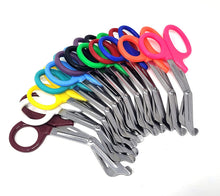 Load image into Gallery viewer, 12/Pack Assorted Rainbow Colors Trauma Paramedic Shears Scissors 7.25&quot; Stainless Steel

