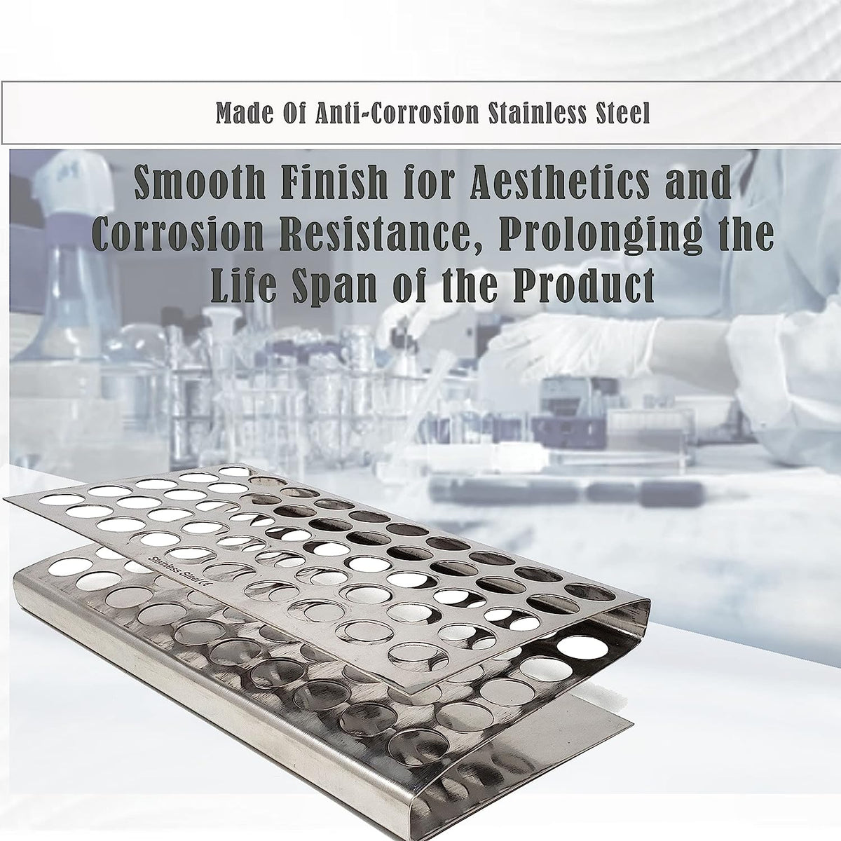 Test Tube Rack Holder with 50 Holes Vents Z Shaped Pipe Stand For 16mm ...