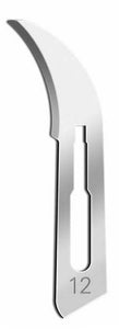 Surgical Scalpel Blades #12, Sterile, Carbon Steel Blade, 100/BX