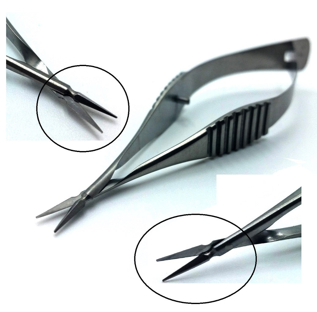Vannas Micro Small Blade Stitch Scissors Straight, 3'', Ridged Handle