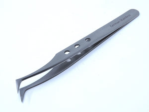 Stainless Steel 3D 5D 6D Volume False Eyelash Extension Tweezers Semi Angled, Fenestrated Handle, Premium Quality