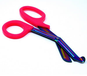Pink Handle with Fluoride Multi Color Blades Trauma Shears 7.25"