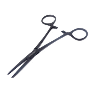 Pet Ear Hair Pulling Serrated Ratchet Forceps, Stainless Steel Grooming Tool, Black 5.5" Straight