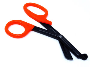 Orange Handle with Fluoride Coated Black Blades Trauma Shears 7.25"
