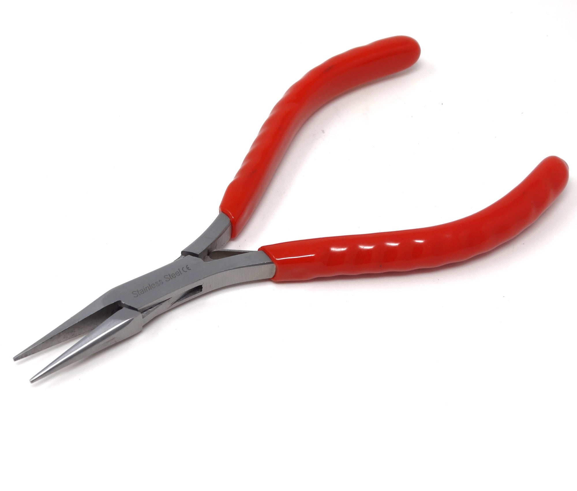 Chain-nose pliers for jewelry making, steel, red, strong quality, length 13  cm, 1pc