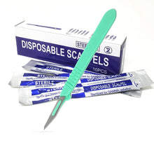 Load image into Gallery viewer, Disposable Scalpels #11, 10/bx Carbon Steel Blades, Plastic Handle
