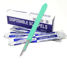 Load image into Gallery viewer, 100 boxes Disposable Scalpels #15, 10/bx Carbon Steel Blades, Plastic Handle
