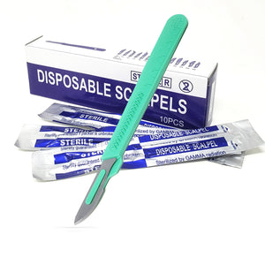 Disposable Scalpels #23, 10/bx Carbon Steel Blades, Plastic Handle