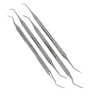 4 Piece Assorted Stainless Steel Dental Tool Pick Set Double Ended Scalers Oral Hygiene Kit