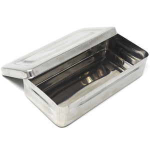 Stainless Steel Medical Sterilizer Box Instrument Organizer Storage Tray with Lid - 8L x 4W x 1.5H