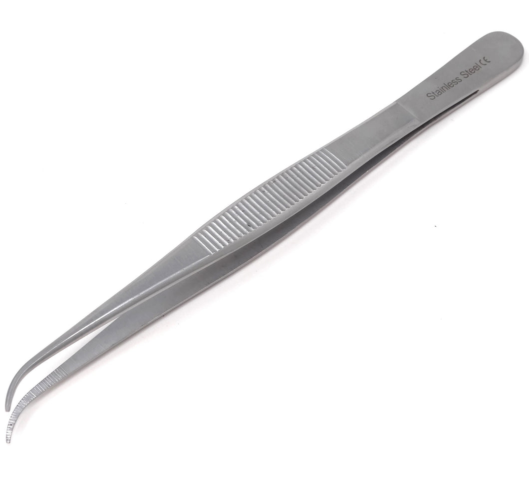 Stainless Steel Tweezers Serrated Point Tips 5.5