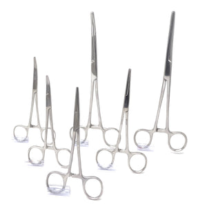 Ultimate Hemostat 6 Pc Set Stainless Steel Locking Forceps Ideal for Hobby, Electronics, Fishing and Taxidermy, Serrated Ends, Stainless Steel
