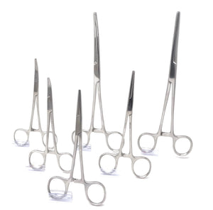 Ultimate Hemostat 6 Pc Set Stainless Steel Locking Forceps Straight and Curved ( 6" + 8" +10")
