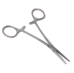 Pet Ear Hair Pulling Serrated Ratchet Forceps, Stainless Steel Grooming Tool, Silver 5" Straight