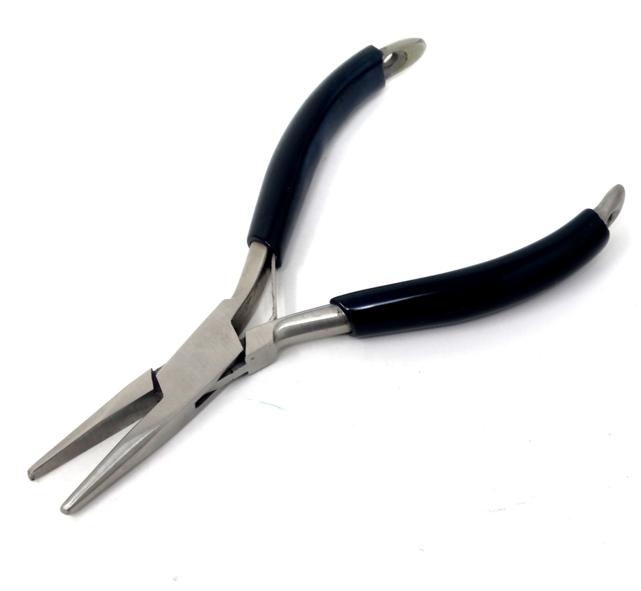 Flat Nose Professional Jewelry Pliers 4-1/2 inch W / V-Spring Smooth Flat Jaws PVC Handle Jewelry Making Repair Tool, Women's, Size: Small, Black