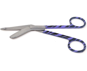 Purple Zebra Pattern Handle Color Lister Bandage Scissors 5.5"