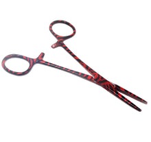 Load image into Gallery viewer, Red Zebra Coated Full Pattern Mosquito Hemostat Forceps 5.5&quot; Straight
