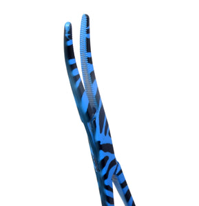 Blue Zebra Coated Full Pattern Mosquito Hemostat Forceps 5.5" Curved
