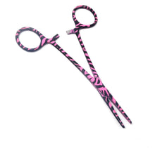 Load image into Gallery viewer, Pink Zebra Coated Full Pattern Mosquito Hemostat Forceps 5.5&quot; Straight
