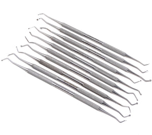 10 Pcs Excavation Spoons Composite Restorative Double Ended Dental Stainless Steel Micro Instruments