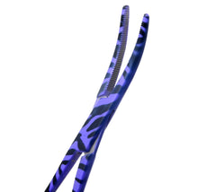 Load image into Gallery viewer, Purple Zebra Full Coated Mosquito Hemostat Forceps 5.5&quot; Curved
