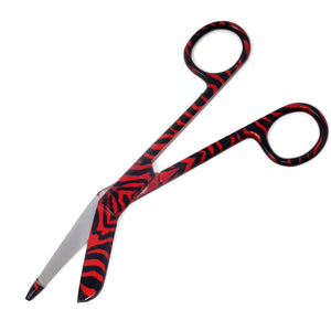 Stainless Steel 5.5" Bandage Lister Scissors for Nurses & Students Gift, Red Zebra